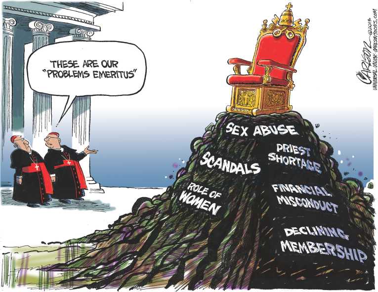 Political/Editorial Cartoon by Stuart Carlson on Search for New Pope Continues