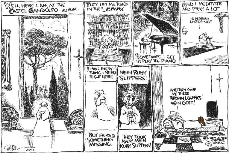 Political/Editorial Cartoon by Pat Oliphant, Universal Press Syndicate on Search for New Pope Continues