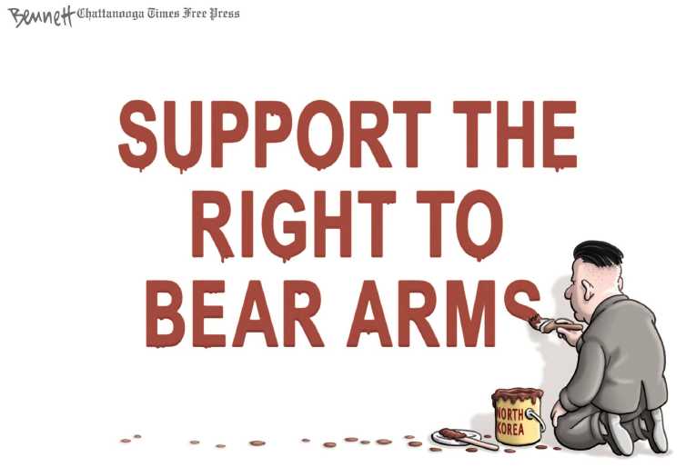 Political/Editorial Cartoon by Clay Bennett, Chattanooga Times Free Press on North Korea Threatens War