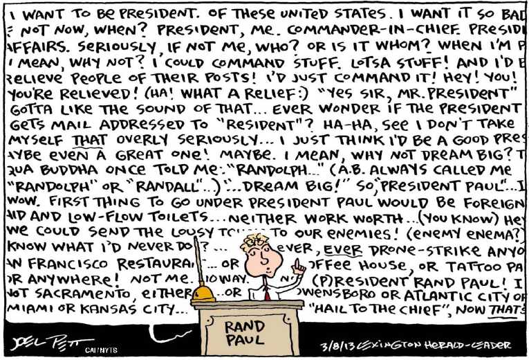 Political/Editorial Cartoon by Joel Pett, Lexington Herald-Leader, CWS/CartoonArts Intl. on Sequester Continues