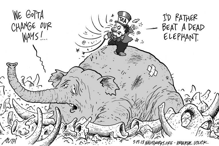 Political/Editorial Cartoon by Tony Auth, Philadelphia Inquirer on Republicans Making Changes