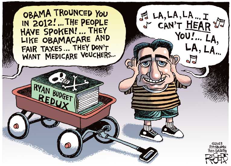 Political/Editorial Cartoon by Rob Rogers, The Pittsburgh Post-Gazette on GOP Digs In