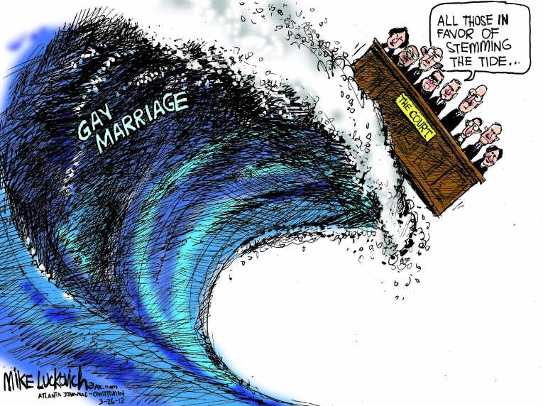 Political/Editorial Cartoon by Mike Luckovich, Atlanta Journal-Constitution on Court Considers Gay Marriage