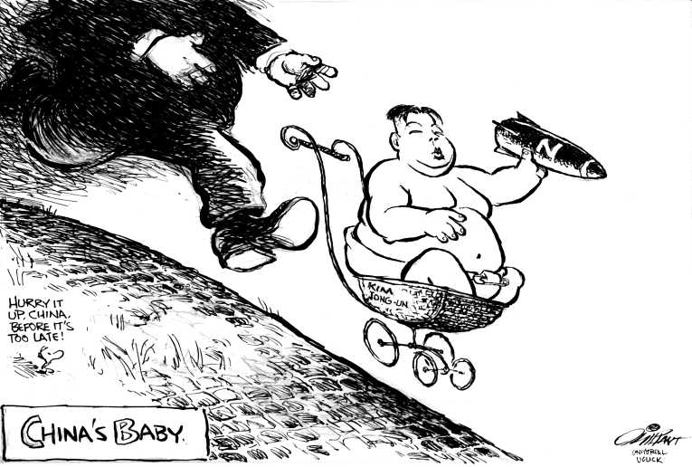 Political/Editorial Cartoon by Pat Oliphant, Universal Press Syndicate on Kim’s Motives Remain Unclear