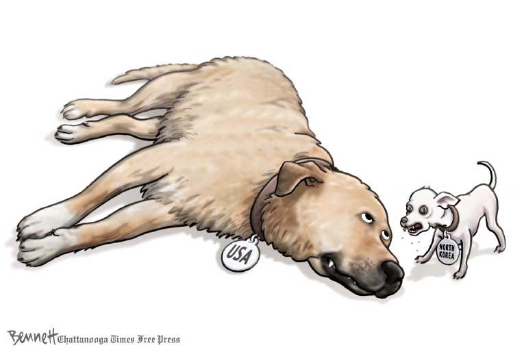 Political/Editorial Cartoon by Clay Bennett, Chattanooga Times Free Press on Kim’s Motives Remain Unclear