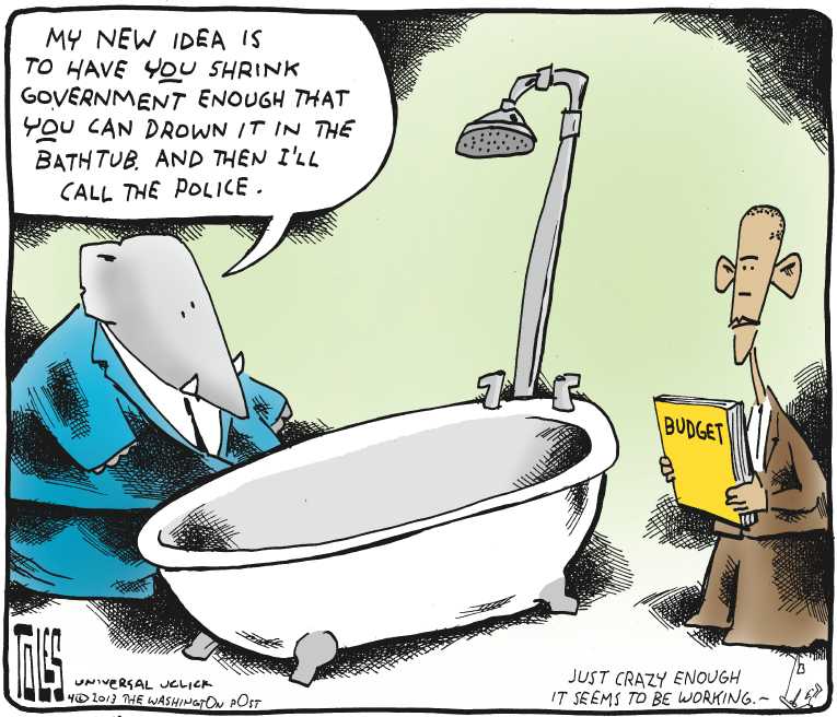 Political/Editorial Cartoon by Tom Toles, Washington Post on Sequester Continues