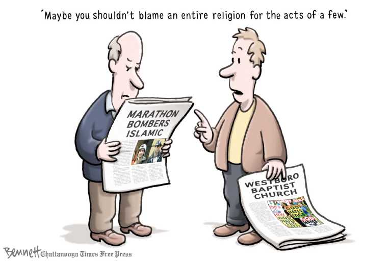 Political/Editorial Cartoon by Clay Bennett, Chattanooga Times Free Press on One Suspect Killed, One Captured