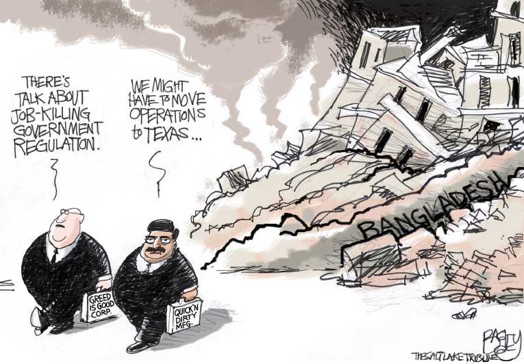 Political/Editorial Cartoon by Pat Bagley, Salt Lake Tribune on Labor Costs Remaining Low