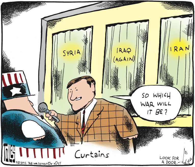 Political/Editorial Cartoon by Tom Toles, Washington Post on Another US War Looming