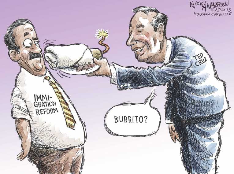 Political/Editorial Cartoon by Nick Anderson, Houston Chronicle on Republicans Attack Obama’s Agenda