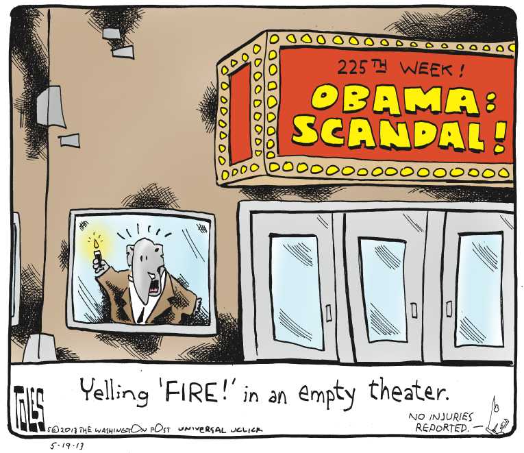 Political/Editorial Cartoon by Tom Toles, Washington Post on Scandals Rock Obama Presidency