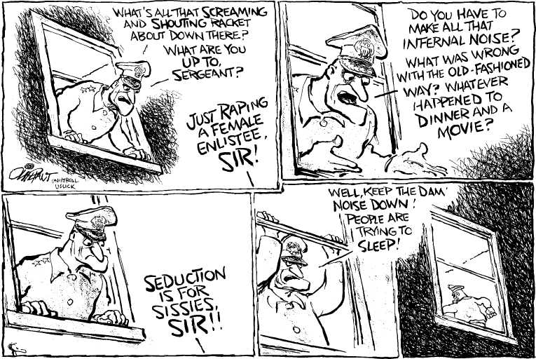 Political/Editorial Cartoon by Pat Oliphant, Universal Press Syndicate on Sexual Assault Probe Heats Up