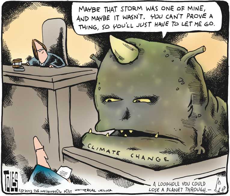 Political/Editorial Cartoon by Tom Toles, Washington Post on Tornado Levels Moore, Oklahoma