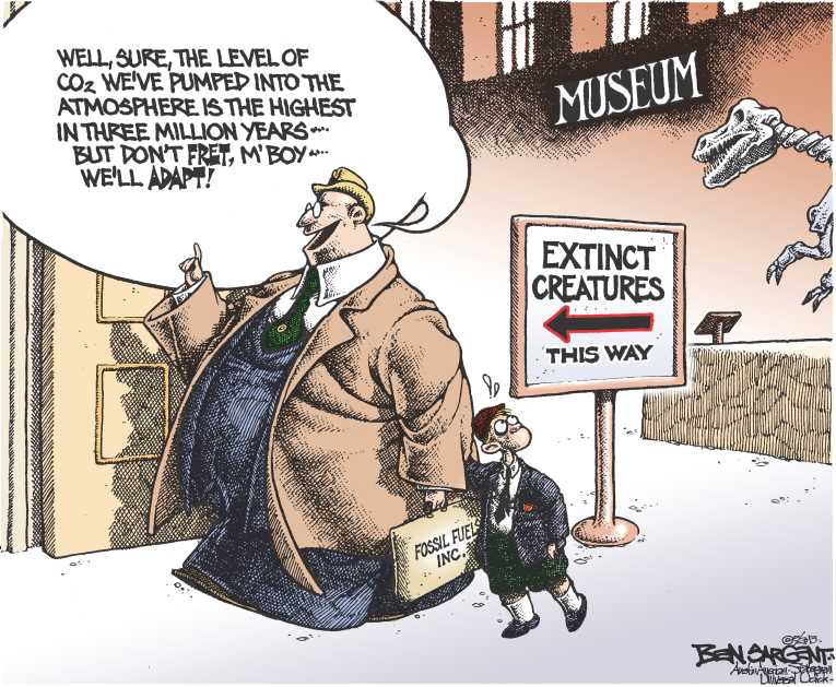 Political/Editorial Cartoon by Ben Sargent, Austin American-Statesman on Earth Experiences Changes