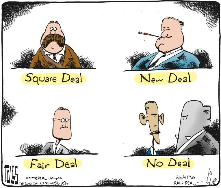 Political/Editorial Cartoon by Tom Toles, Washington Post on Negotiations Continue