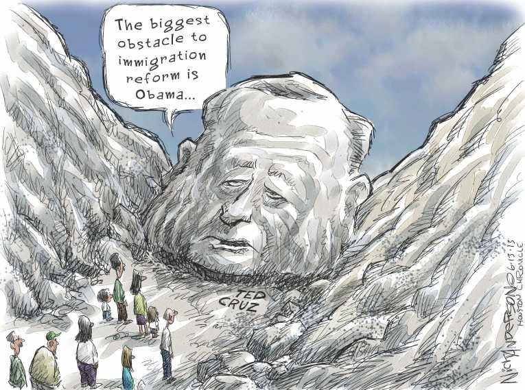 Political/Editorial Cartoon by Nick Anderson, Houston Chronicle on GOP Making Progress on Immigration