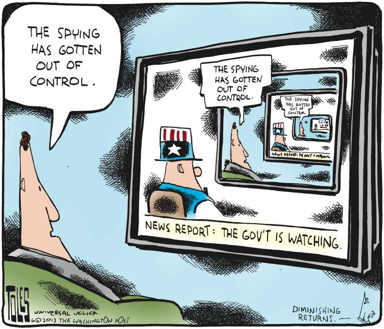 Political/Editorial Cartoon by Tom Toles, Washington Post on Obama Defends Terrorism Measures