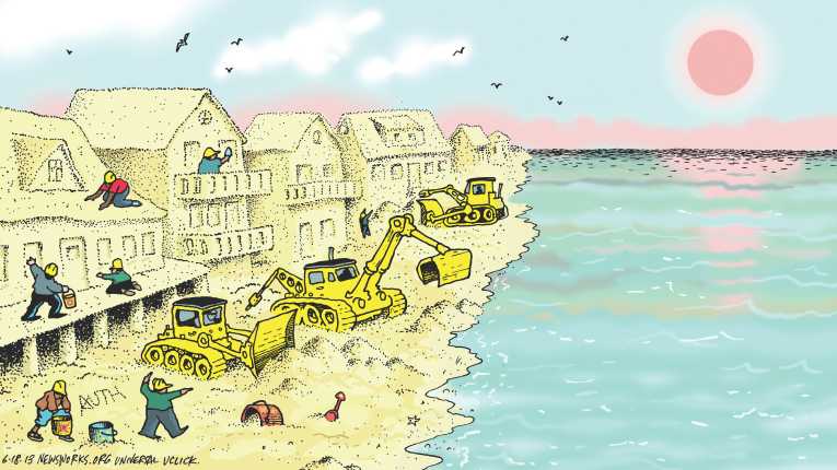 Political/Editorial Cartoon by Tony Auth, Philadelphia Inquirer on Climate Change Debate Continues