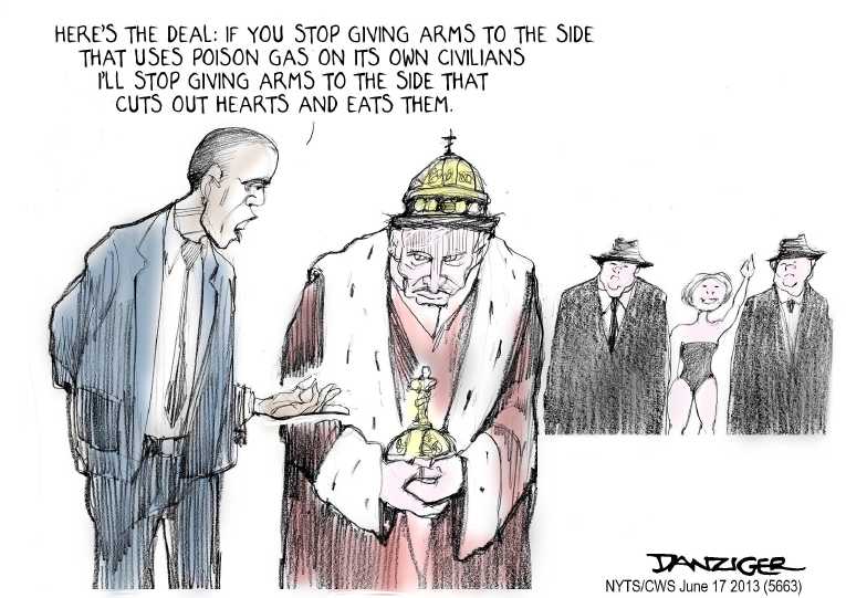 Political/Editorial Cartoon by Jeff Danziger, CWS/CartoonArts Intl. on US Position on Syria Emerging