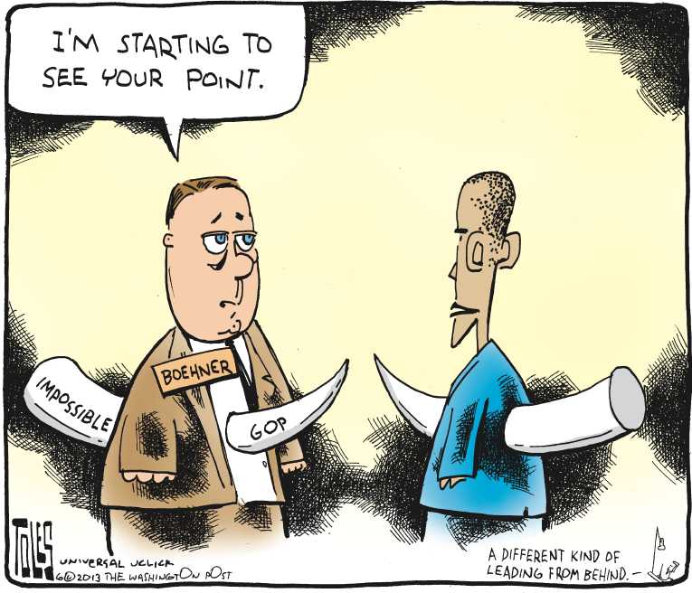 Political/Editorial Cartoon by Tom Toles, Washington Post on Obama Bypasses Congress