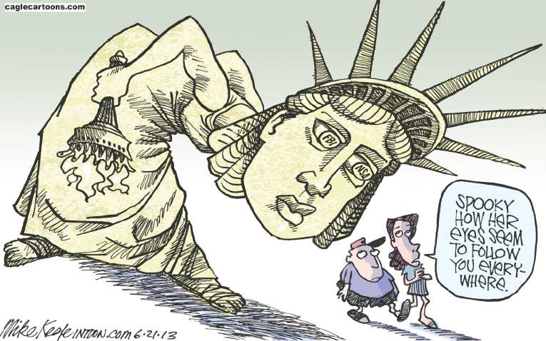 Political/Editorial Cartoon by Mike Keefe, Denver Post on Snowden’s Whereabouts Unknown