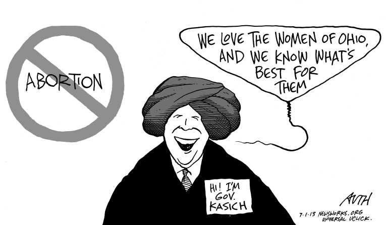 Political/Editorial Cartoon by Tony Auth, Philadelphia Inquirer on GOP Zeroes In on Abortion