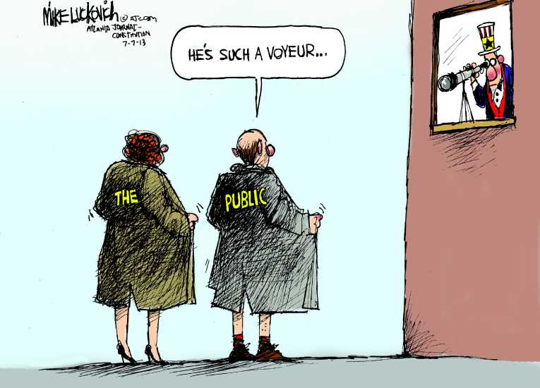 Political/Editorial Cartoon by Mike Luckovich, Atlanta Journal-Constitution on President Defends Domestic Spying