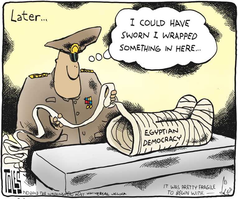 Political/Editorial Cartoon by Tom Toles, Washington Post on Egpytian Government Evolving