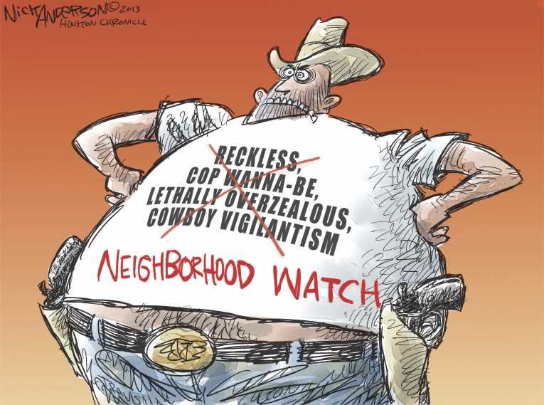 Political/Editorial Cartoon by Nick Anderson, Houston Chronicle on Martin’s Killer Acquitted