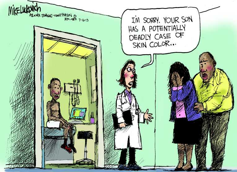 Political/Editorial Cartoon by Mike Luckovich, Atlanta Journal-Constitution on Martin’s Killer Acquitted