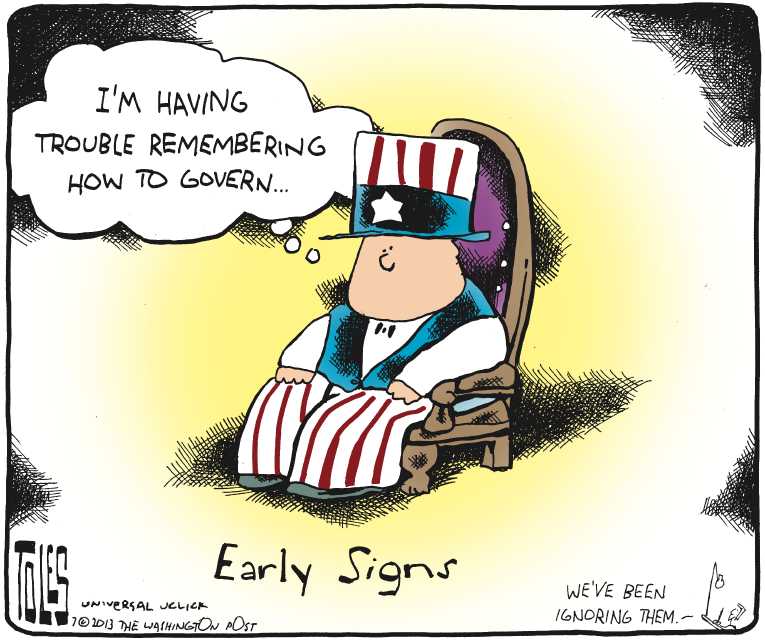 Political/Editorial Cartoon by Tom Toles, Washington Post on GOP Taking on Big Issues