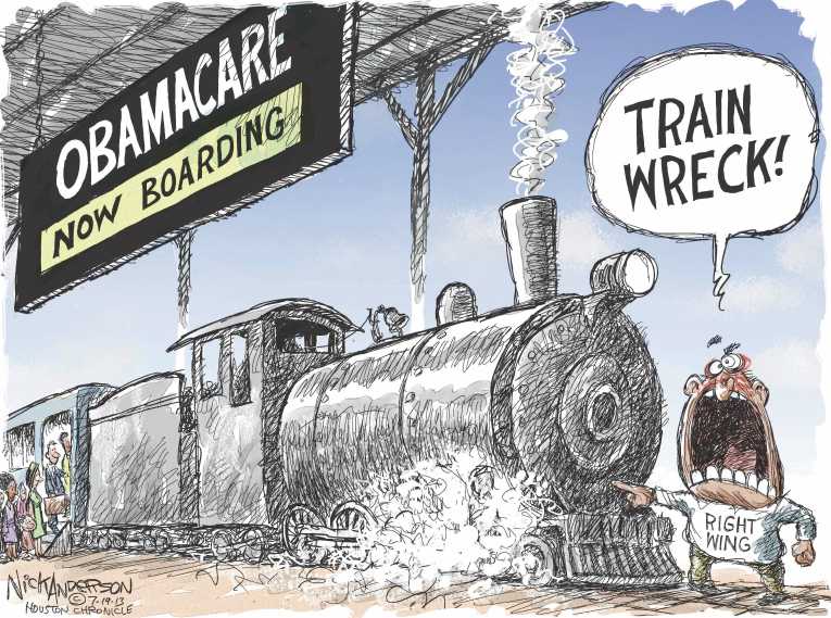 Political/Editorial Cartoon by Nick Anderson, Houston Chronicle on House Votes to Repeal ObamaCare