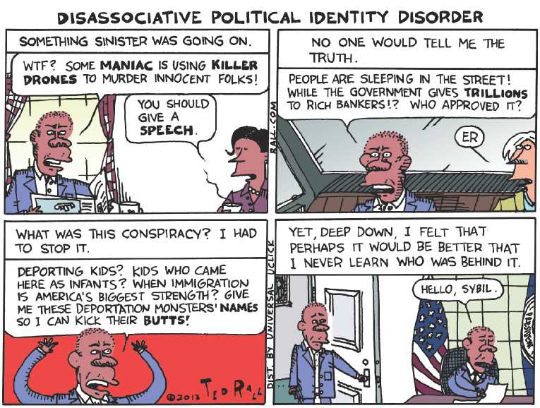 Political/Editorial Cartoon by Ted Rall on Obama Stumps for Middle Class