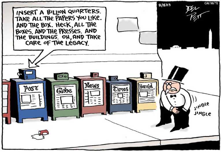 Political/Editorial Cartoon by Joel Pett, Lexington Herald-Leader, CWS/CartoonArts Intl. on Washington Post Sold