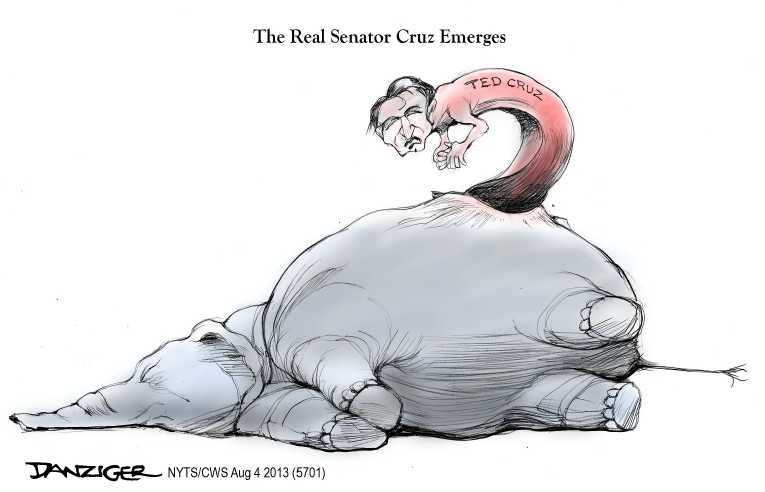 Political/Editorial Cartoon by Jeff Danziger, CWS/CartoonArts Intl. on Ted Cruz Emerges as Party Leader