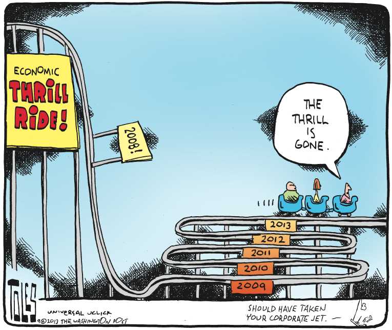 Political/Editorial Cartoon by Tom Toles, Washington Post on Middle Class Stagnant
