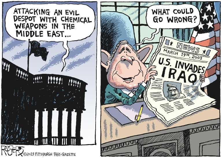 Political/Editorial Cartoon by Rob Rogers, The Pittsburgh Post-Gazette on War With Syria Imminent