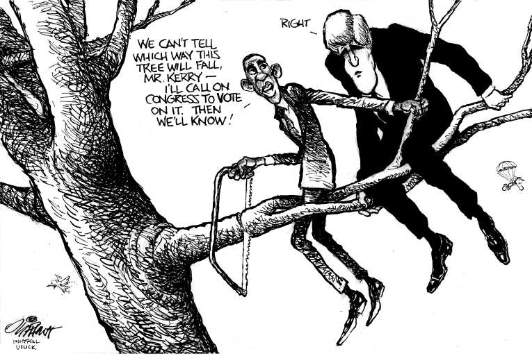 Political/Editorial Cartoon by Pat Oliphant, Universal Press Syndicate on War With Syria Imminent