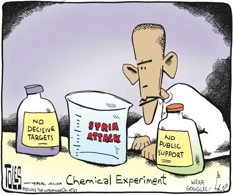 Political/Editorial Cartoon by Tom Toles, Washington Post on War With Syria Imminent
