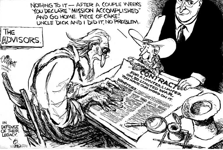 Political/Editorial Cartoon by Pat Oliphant, Universal Press Syndicate on Obama Pleads for War
