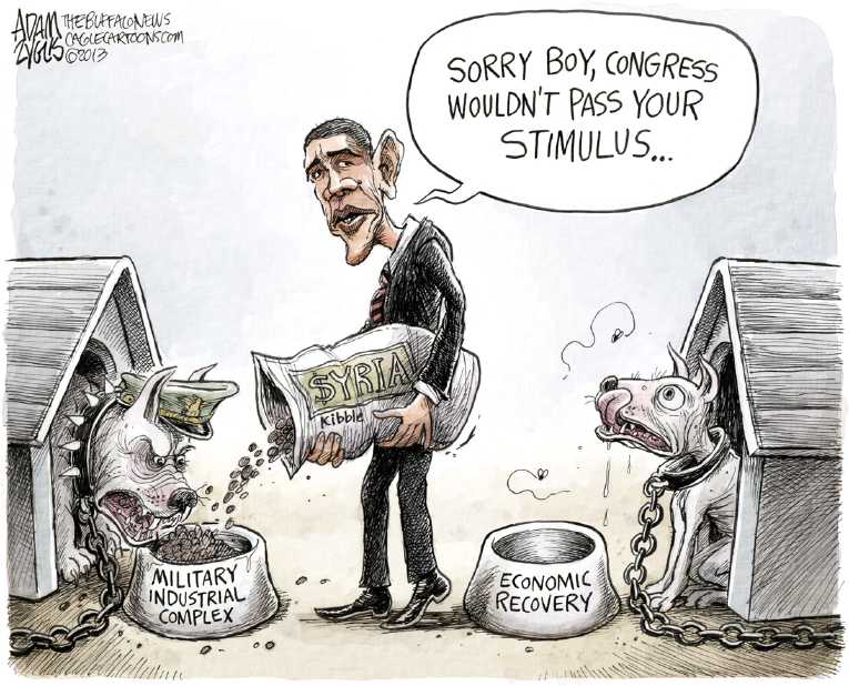 Political/Editorial Cartoon by Adam Zyglis, The Buffalo News on Obama Pleads for War