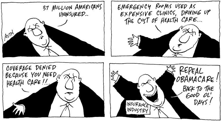 Political/Editorial Cartoon by Tony Auth, Philadelphia Inquirer on Government Shutdown Looming