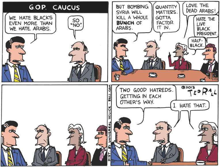 Political/Editorial Cartoon by Ted Rall on Peaceful Resolution Possible
