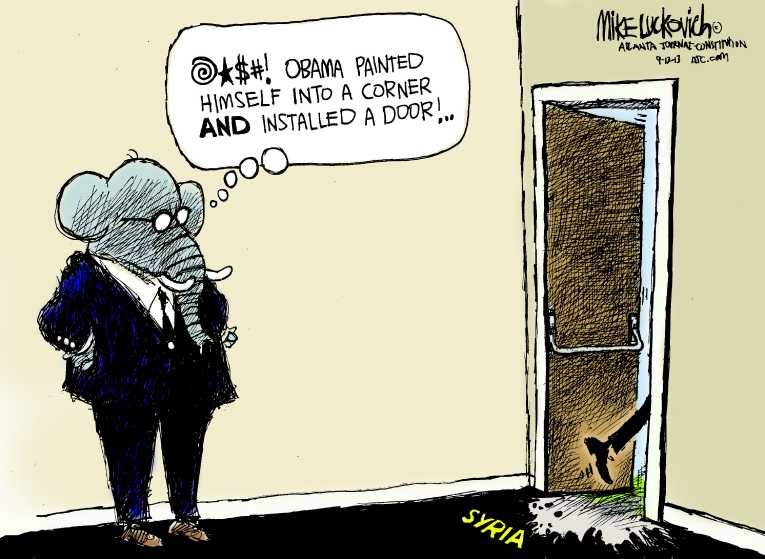 Political/Editorial Cartoon by Mike Luckovich, Atlanta Journal-Constitution on Peaceful Resolution Possible