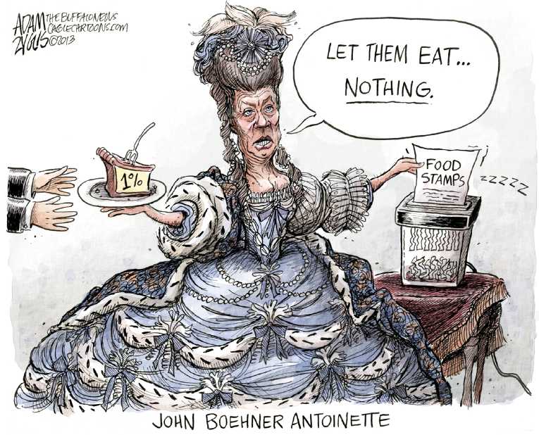 Political/Editorial Cartoon by Adam Zyglis, The Buffalo News on GOP Votes to Cut Food Stamps