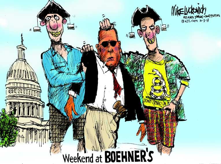 Political/Editorial Cartoon by Mike Luckovich, Atlanta Journal-Constitution on Republicans Declare War!
