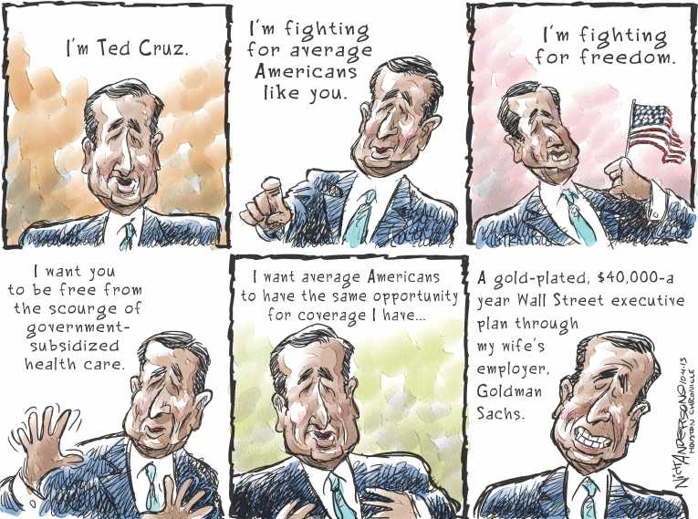 Political/Editorial Cartoon by Nick Anderson, Houston Chronicle on Shutdown Continues
