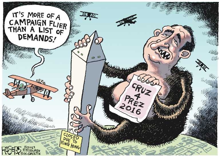 Political/Editorial Cartoon by Rob Rogers, The Pittsburgh Post-Gazette on Shutdown Continues