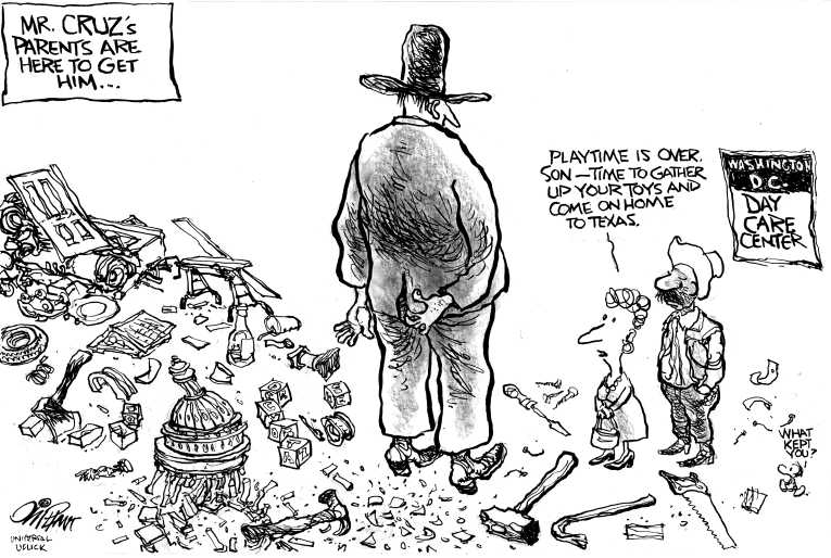 Political/Editorial Cartoon by Pat Oliphant, Universal Press Syndicate on Cruz Stays the Course
