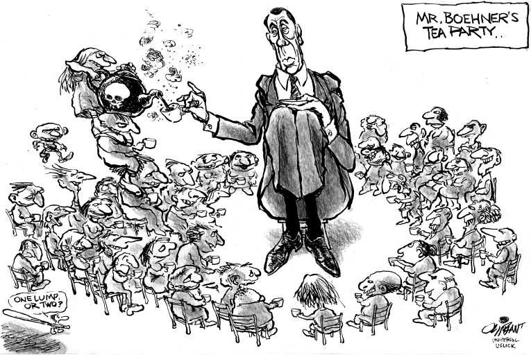 Political/Editorial Cartoon by Pat Oliphant, Universal Press Syndicate on Debt Ceiling Deal Imminent